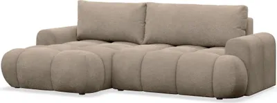 Produktbild von Selsey Ombo Mini - Ecksofa mit Schlaffunktion, Bettkasten und Plüsch-Bezug, Dunkelbeige, links