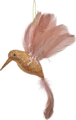 Image de Clayre & Eef Pendentif de Noël oiseau 22x5x15 cm rose plastique