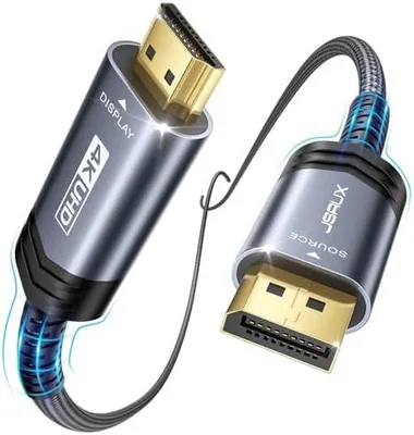 Produktbild von 4K DisplayPort auf HDMI Kabel 2M, 4K@30Hz/2K@60/1080P@120 Unidirektionaler [Vergoldete, Geflochten, Alummhülse] DP-Computer zu HDMI-Monitor Kompatibel mit Lenovo, HP, Dell, AMD, NVIDIA