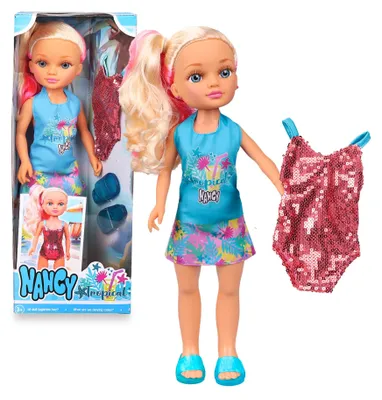 Produktbild von NANCY Tropical, Puppe im Sommeroutfit, inkl. Badeset mit Pailletten und Sandalen, ab 3 Jahren, Famosa (NAC93000)