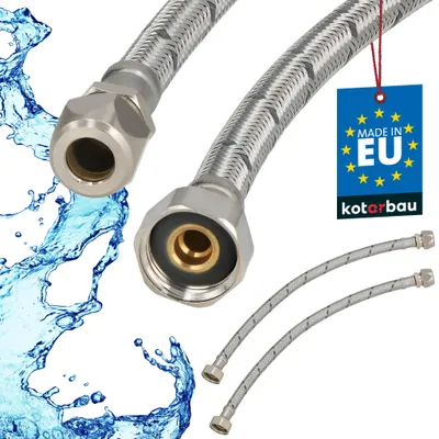 Zdjęcie produktu dla KOTARBAU® 2 szt. Przyłącze Elastyczne 1/2”x3/8” Wężyk do Baterii Armatury 40 cm Wężyk do Systemów Zaciskowych Stal Nierdzewna