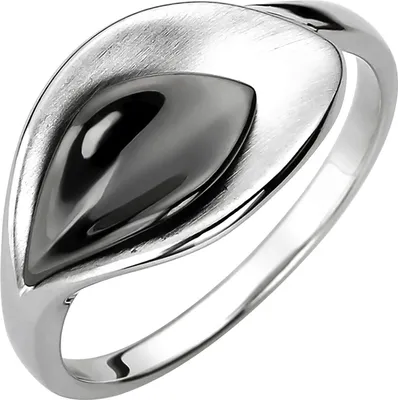 Produktbild von Ring aus 925 Silber Blatt teilmattiert & schwarz teilrhodiniert Fingerring, Ringgröße:Innenumfang 58mm  Ø18.5mm