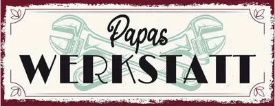 Produktbild von vianmo Holzschild 10x27 cm Papas Werkstatt Auto Garage