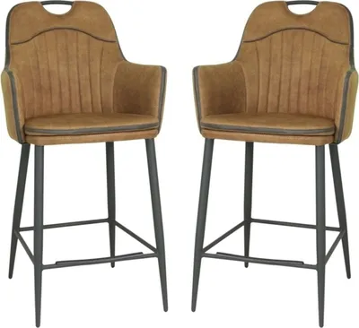Imagen del producto de Silla alta para bar MX Sofa, modelo Morris, color coñac (juego de 2 unidades)