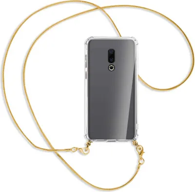 Produktbild von Handykette Backcover-Schutzhülle mit Band (Metall goldfarben) für Meizu 16 (M882Q) - goldfarbene Kette Snake