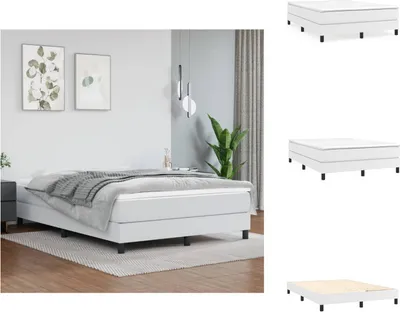 Zdjęcie produktu dla vidaXL Łóżko z materacem sprężynowym białe 140x190 cm imitacja skóry  - Łóżka i ramy łóżek