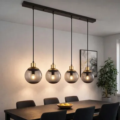 Produktbild von LED Pendelleuchte, Metall, Schwarz-matt, Glas, L 75 cm