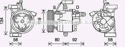 Produktbild von PRASCO TOK734 DKV09Z Klimaanlage Klimakompressor R134a für TOYOTA AYGO (PAB4, KGB4) für CITROËN C1 II (PA, PS) passend für PEUGEOT 108