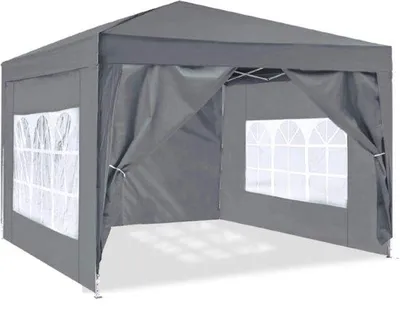 Produktbild von Gartenpavillon, 3 x 3 m, inklusive Trageinlage, Gartenzelt, UV-Schutz 50+, mit 4 Seiten für Garten, grau