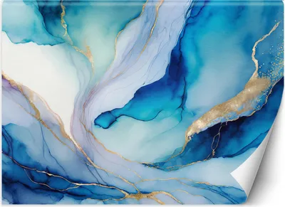 Produktbild von Vlies fototapete Aquarell abstrakt blau 450x315 cm Feeby Blau inkl. Kleber einfache Montage