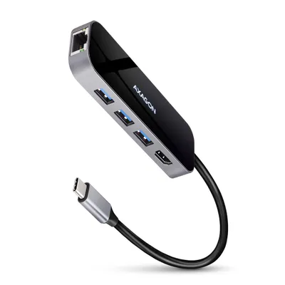 Produktbild von AXAGON Axagon HMC-6GL Laptop-Dock/Port-Replikator Kabelgebundener USB 3.2 Gen 1 (3.1 Gen 1) Typ-C Schwarz, Grau