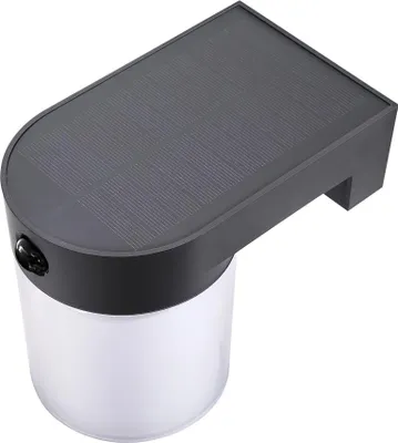 Produktbild von Zylindrischer Solar-Außenwandleuchte 4W 500lm, 3000/4000/6500K, mit Sensor, Schwarz