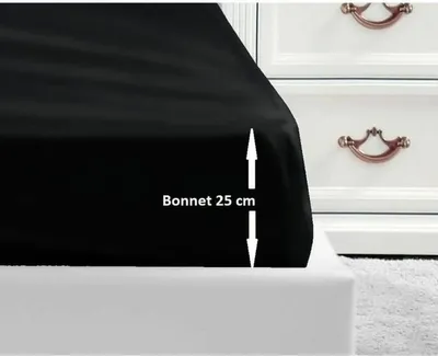Produktbild von Spannbettlaken aus 100 % Baumwolle, 180 x 200 x 25 cm – Schwarz