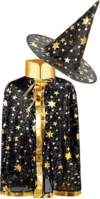 Image de Verk 26118 Ensemble de carnaval cape de sorcière + chapeau taille enfant. L