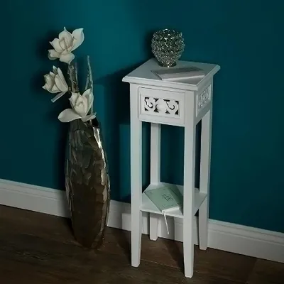 Produktbild von Romantischer Telefontisch Nadja 68cm Weiss Beistelltisch Blumensäule Blumenhocker Tisch Landhaus