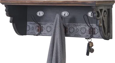 Produktbild von Wandgarderobe HWC-A43, Wandhaken, Tanne Holz massiv Vintage 22x60x18cm