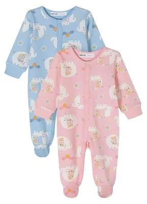 Produktbild von Minoti - Schlafanzug für Baby-Girls, Langärmlig (2er-Pack) MN387 (74) (Hellblau/Hellrosa)