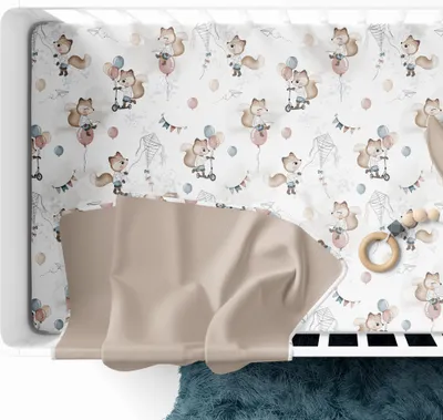 Produktbild von Muminky | Spannbettlaken für Kinderbetten 60x120cm - 100% Baumwolle - Füchse - Atmungsaktiv und H