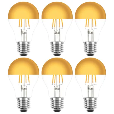 Image de 6 ampoules LED à filament en forme de poire 4 W = 40 W E27 culot doré blanc chaud 2700 K