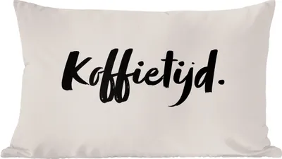 Produktbild von MuchoWow® Zierkissen Sofakissen Wohnzimmer Dekokissen 60x40 cm Zitat - Taupe - Kaffeezeit - Kopfkissen - Polster mit Foto