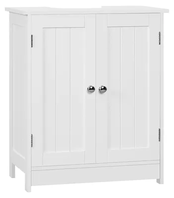 Zdjęcie produktu dla Szafka łazienkowa pod umywalkę - Szafka z drzwiami - Biała - 50 x 30 x 60 cm - Z regulowaną półką