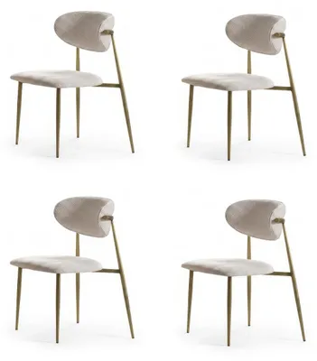 Image de Ensemble de chaises pour salle à manger, style moderne, couleur beige et or, design luxueux, fauteuils rembourrés