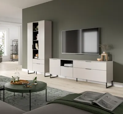 Produktbild von Wohnwand >Noida< in kaschmir - 290x192x41cm (BxHxT)