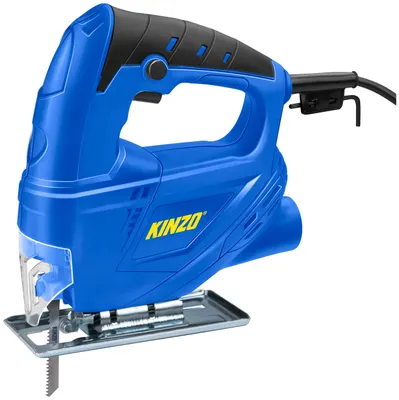 Obrázok produktu pre Kinzo Priamočiara píla - 230 V - 400 W - s odsávaním prachu - ochranný kotúč - rôzne materiály - drevo do 65 mm - kov do 6 mm - modrá