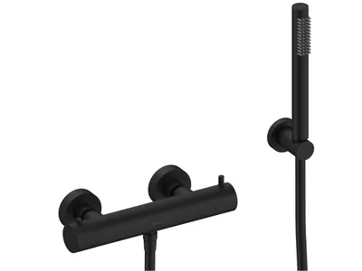 Produktbild von SANYCCES LOOP K Brausebatterie mit Thermostat und Brausehalter, Handbrause & Brauseschlauch, schwarz matt