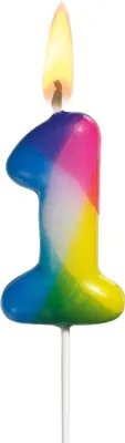 Zdjęcie produktu dla SUSY CARD numer świecy "Rainbow", numer: 1, wysokość: 50 mm