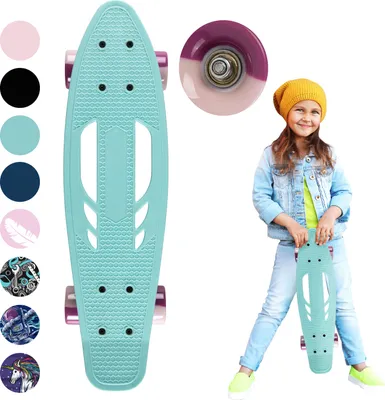 Produktbild von QKIDS GALAXY Skateboard - Cruiser 8 Designs, ABEC-7 - 56cm Deck - Bis zu 50kg - Blau