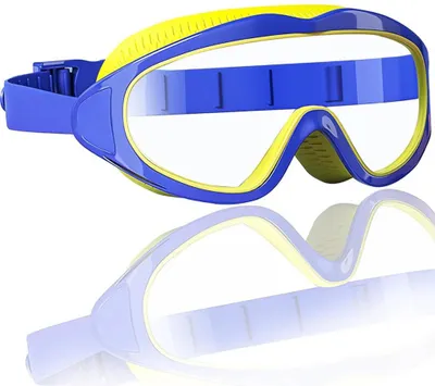Produktbild von Schwimmbrille Kinder, 180° Panorama, Anti Fog Linse, wasserdichtes Silikon, für 2-14 Jahre, ideal für Mädchen und Jungen, in blau