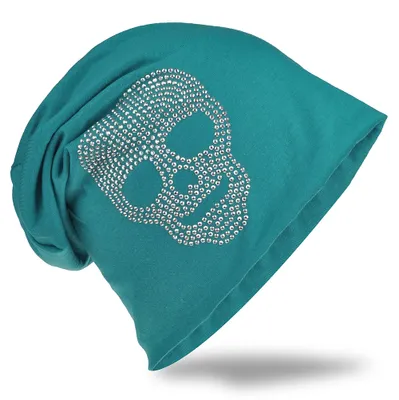 Produktbild von Beanie Muetze Totenkopf Petrol