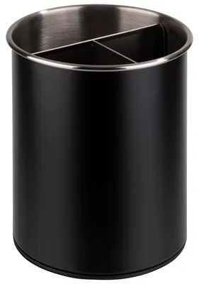 Drehbarer Besteckkorb Ø 13 cm, Edelstahl, schwarz, 3 Fächer