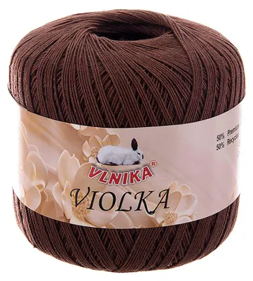 50g Vlnika Violka Häkelgarn Baumwolle recycelt Klassikgarn Filetgarn unifarben braun