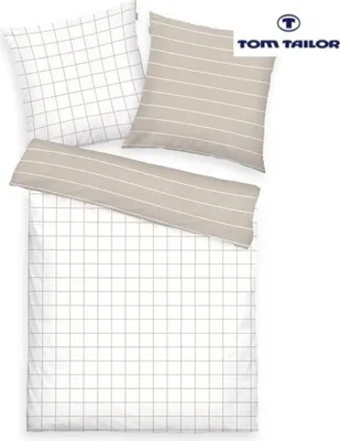 Obrázok produktu pre TOM TAILOR Bettwäsche Check and Stripes 70x90cm / 140x200cm Sunny Sand & White