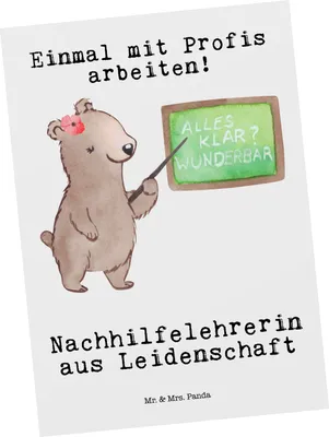 Produktbild von Mr. & Mrs. Panda Postkarte Nachhilfelehrerin Leidenschaft - Weiß - Geschenk, Spruch, Ansichtskarten, Ansichtskarte, Witzig, Fotokarte, Nachhilfeunterricht, Grußkarte