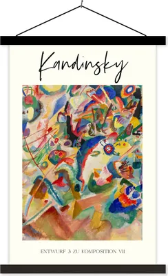 Produktbild von MuchoWow® Textilposter Malerei - Wassily Kandinsky - Alte Meister 120x180 cm mit schwarzem Rahmen - Fotos