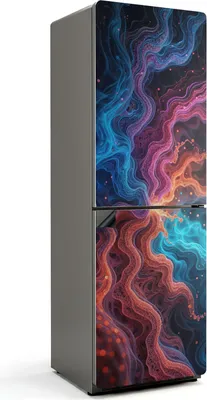 Produktbild von Dynamische Energiewellen – Magnetische Kühlschrank Abdeckung – Dekorfolie magnetisch Küche – Kühlschrank Magnet Deko – selbstklebende Magnettafel – Magnetfolie für Kühlschranktür – 60x180 cm
