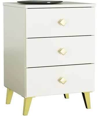 Image de Table de chevet de 40 cm avec 3 tiroirs, console de chevet, table d'appoint, meuble de 58 cm de haut