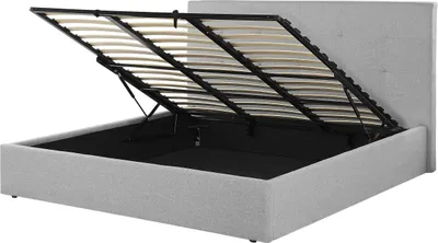 Obrázok produktu pre BELIANI Posteľ sivé látkové čalúnenie 180 x 200 cm s úložným priestorom čalúnený rám vysoké čelo moderný dizajn