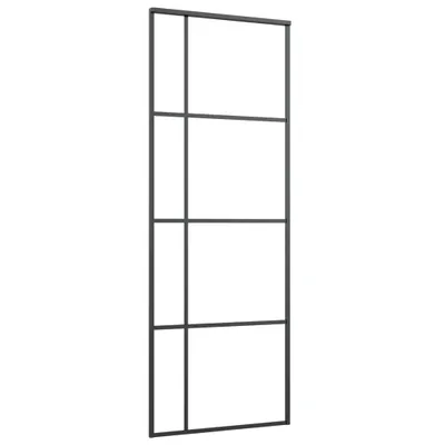 Zdjęcie produktu dla vidaXL Drzwi przesuwne ESG szkło i aluminium matowe 90x205 cm czarne