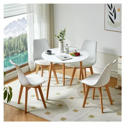 Produktbild von Runder Esstisch, skandinavisch, für 2 bis 4 Personen, Küchentisch aus Holz, 80 x 72 cm, Weiß
