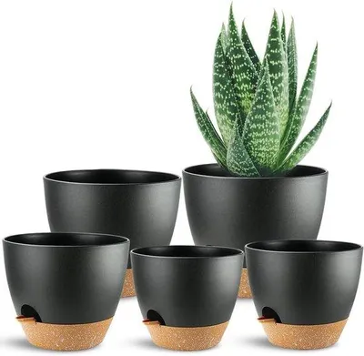 Produktbild von Famanu Kunststoff-Blumentöpfe mit Drainageöffnung - 5 Stück/Set, ideal für Zimmerpflanzen