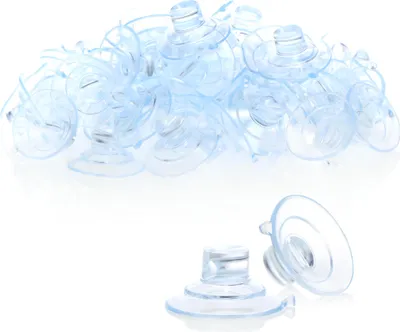 Produktbild von com-four® 60x Saugnapfhalter mit Kabel-Schlitz, transparent für Lichterkette und Fenster-Dekoration für Weihnachten, Ostern, Silvester - Saugnapfhalter Ø 30 mm