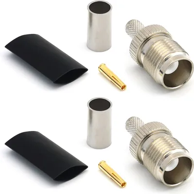 Obrázok produktu pre TNC zásuvka RG58 LMR195 RG303 RG141 RG142 RG400 HF krimpovacia zástrčka koaxiálneho kábla poniklovaná s pozláteným kolíkom (balenie 2)