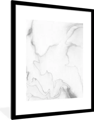 Produktbild von MuchoWow® Gerahmtes Poster Marmor - Grau - Weiß - Abstrakt - Marmoroptik 60x80 cm - Poster mit Schwarzem Bilderrahmen Wandposter Rahmen Foto Bilder - Wohnzimmer - Dekorationen - Prämie