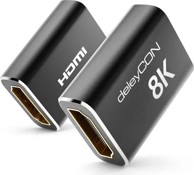 Produktbild von deleyCON 2 Stück 8K HDMI 2.1 Kupplung (48G, ULTRA Highspeed) Adapter Verbinder 8K@60Hz 4K@120Hz 2K@144Hz/165Hz eARC HDCP 2.3/2.2 DTS:X für HDR Dolby Atmos TV PS5 Xbox Soundbar Monitor Schwarz