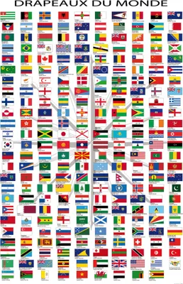 Produktbild von Flaggen Der Welt Kunstdruck Bild - Ländernamen Und Hauptstädte, In Französisch (180 x 120 cm)