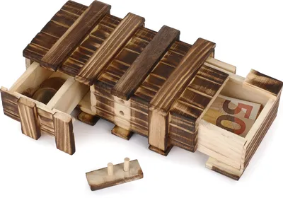 Produktbild von FunX Magische Geschenkbox Holztresor mit zwei Fächern - Geld Geschenk Verpackung für Hochzeit und Geburtstag - 15 x 8,5 x 5 cm